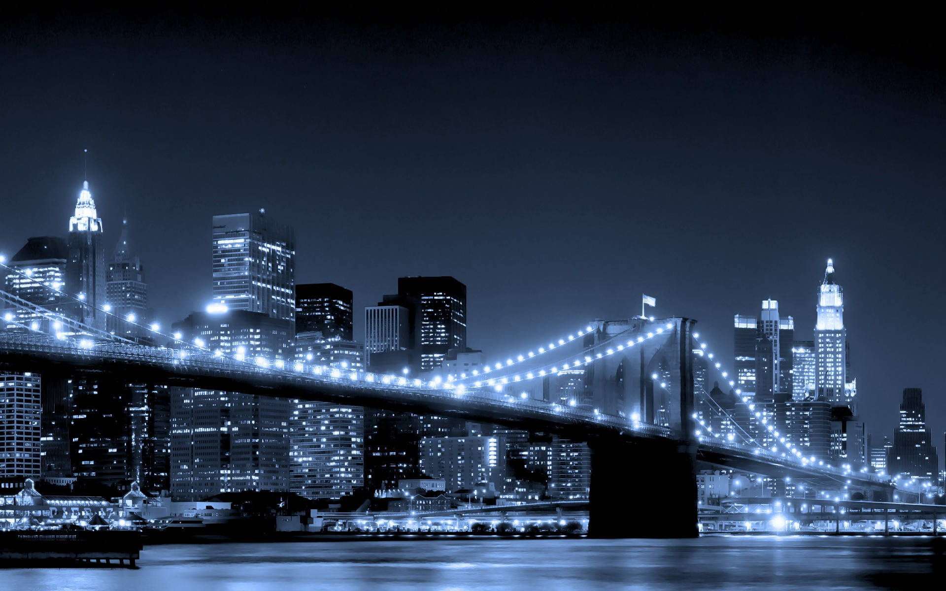 Midnattvid Brooklyn Bridge. Wallpaper