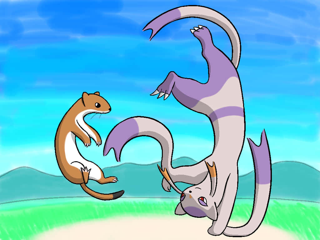 Mienshao And A Weasel Wallpaper