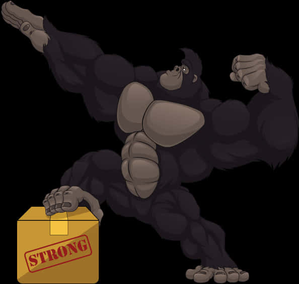 Mighty Gorilla Carrying Strong Box PNG