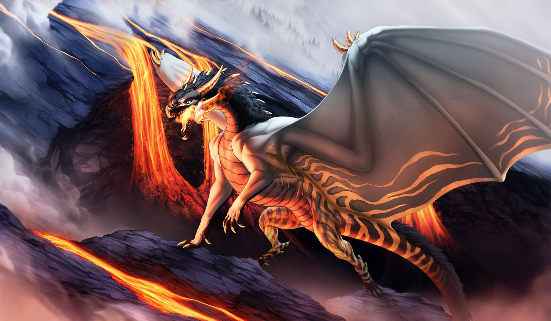 Mighty Gray Lava Dragon