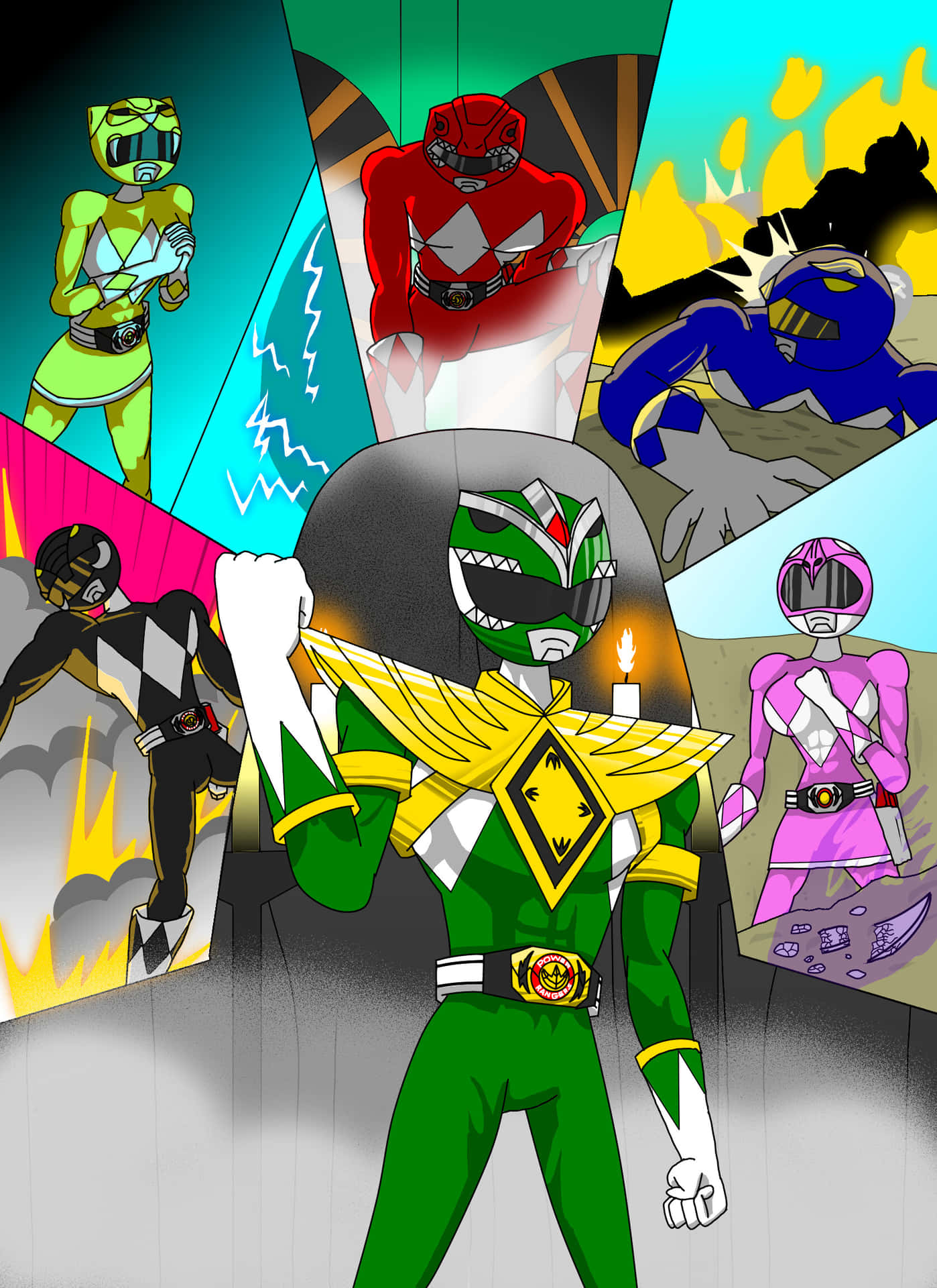Mighty Morphin Green Rangerand Team Wallpaper