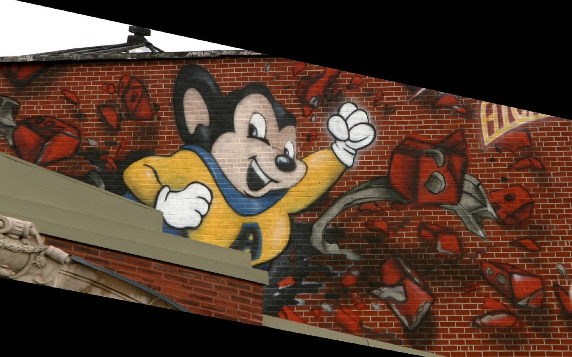 Mighty Mouse Street Art Mural Wallpaper