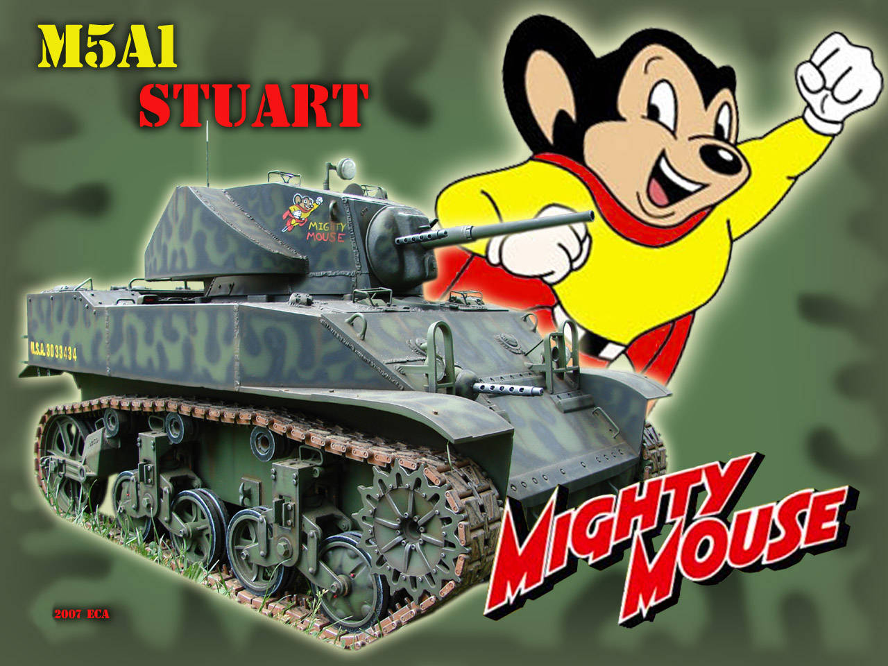 Mighty Mouse With M5A1 Stuart Wallpaper