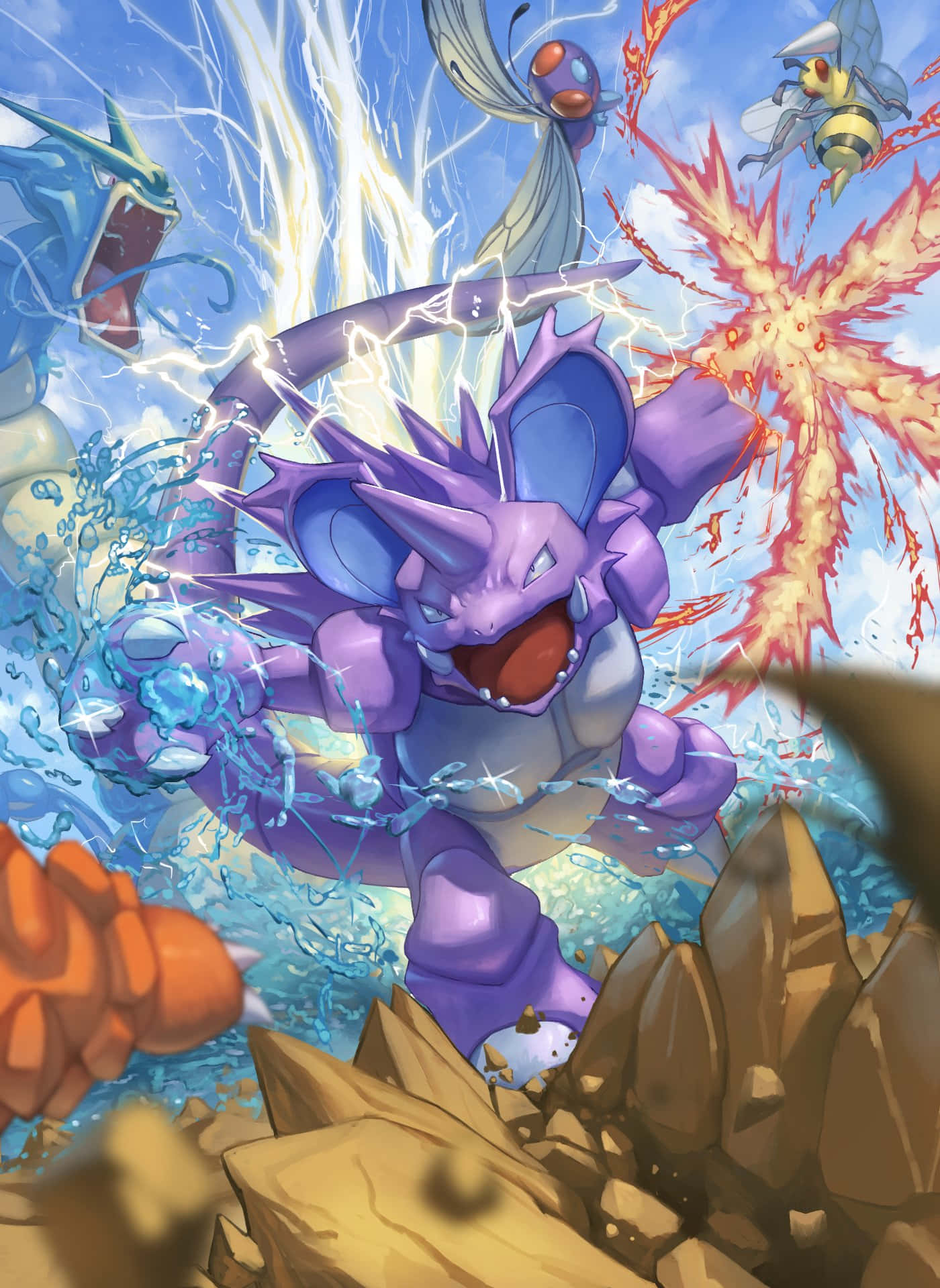 Mighty Nidoking In Action Wallpaper