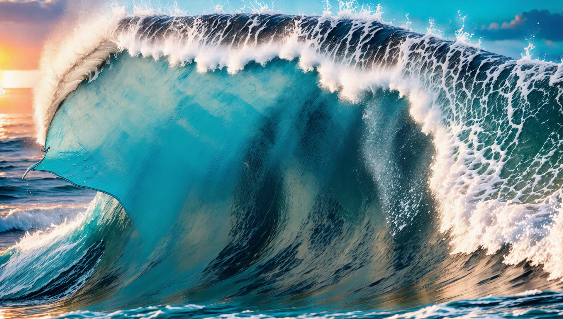 Mighty Tsunami Waves Crashing Ashore Wallpaper