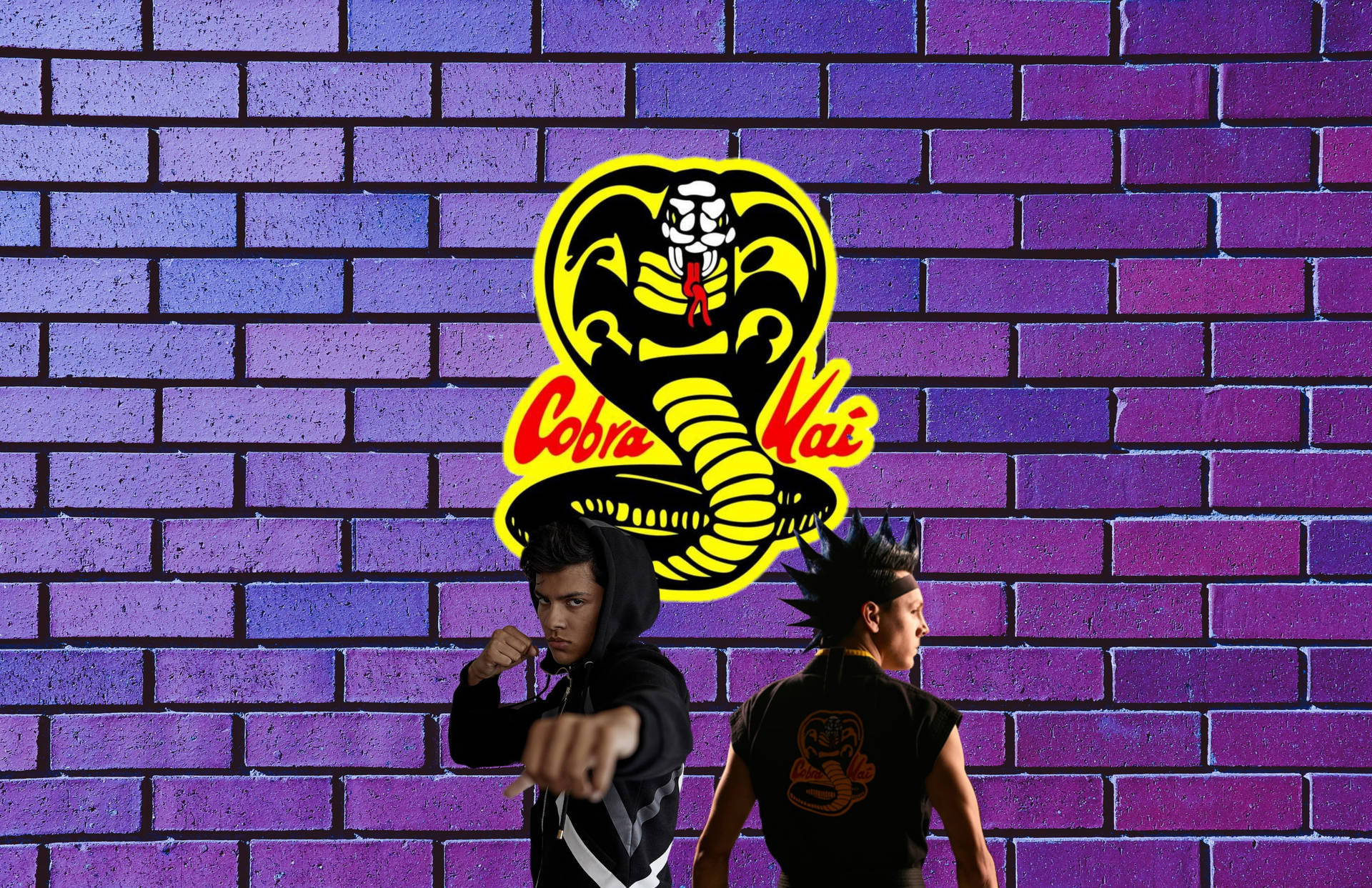 Miguel And Hawk Cobra Kai Purple Wallpaper