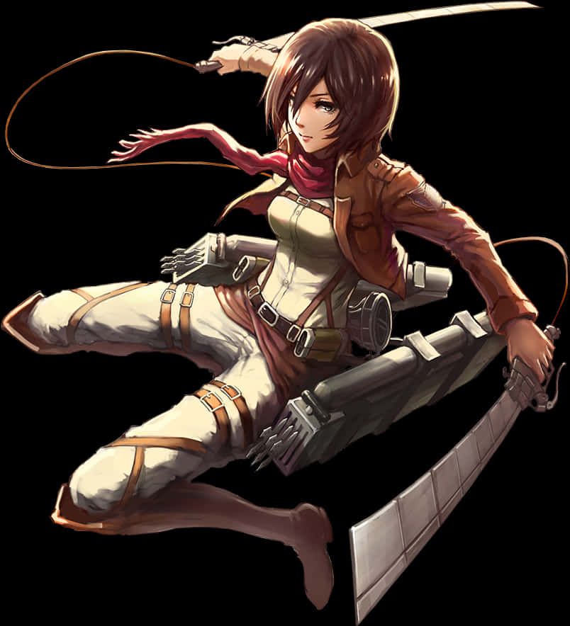 Download Mikasa Ackerman Attackon Titan Action Pose | Wallpapers.com