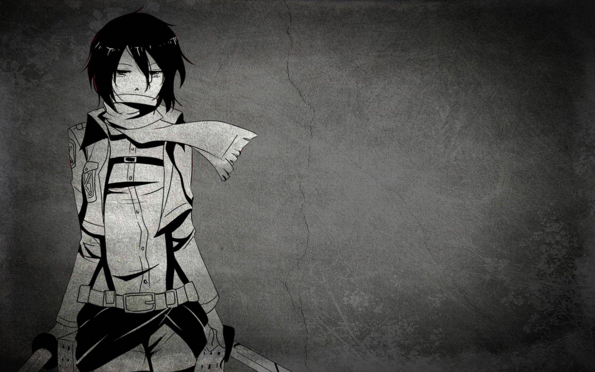 Mikasa Ackerman Black And White Anime Wallpaper