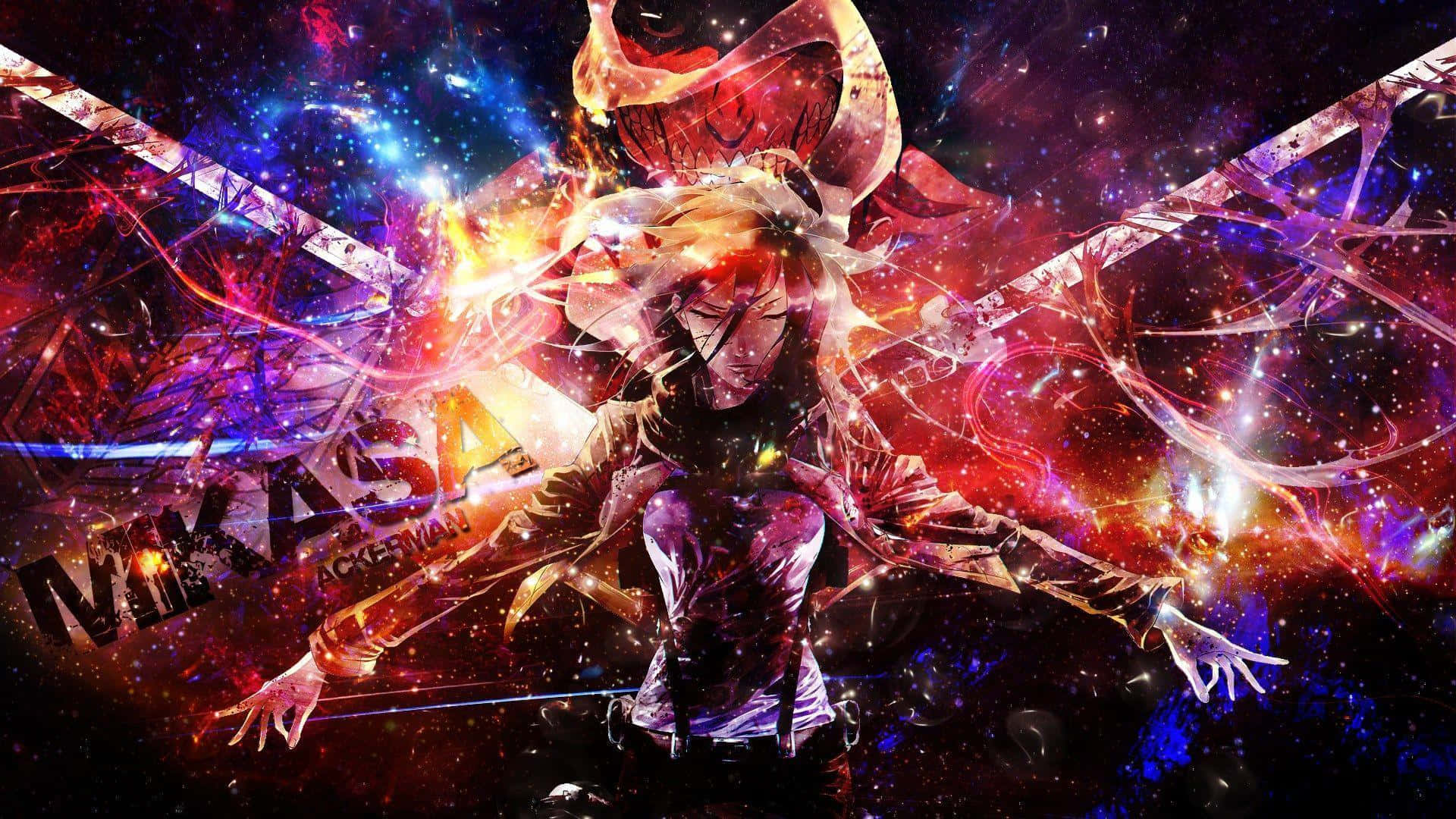 Mikasa Ackerman Cosmic Battle Art Wallpaper