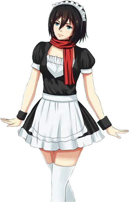 Mikasa Ackerman Maid Outfit PNG