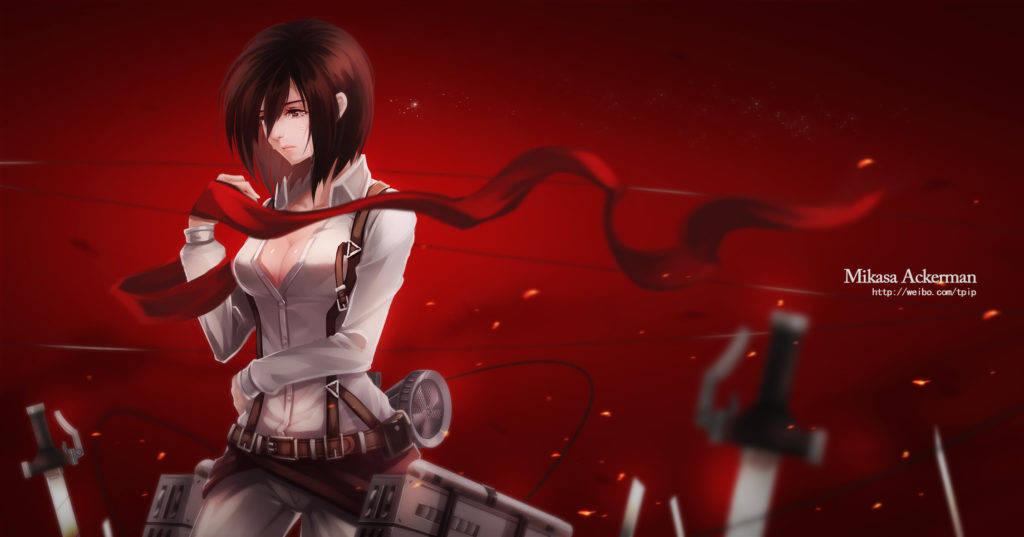 Mikasa Ackerman Red Background