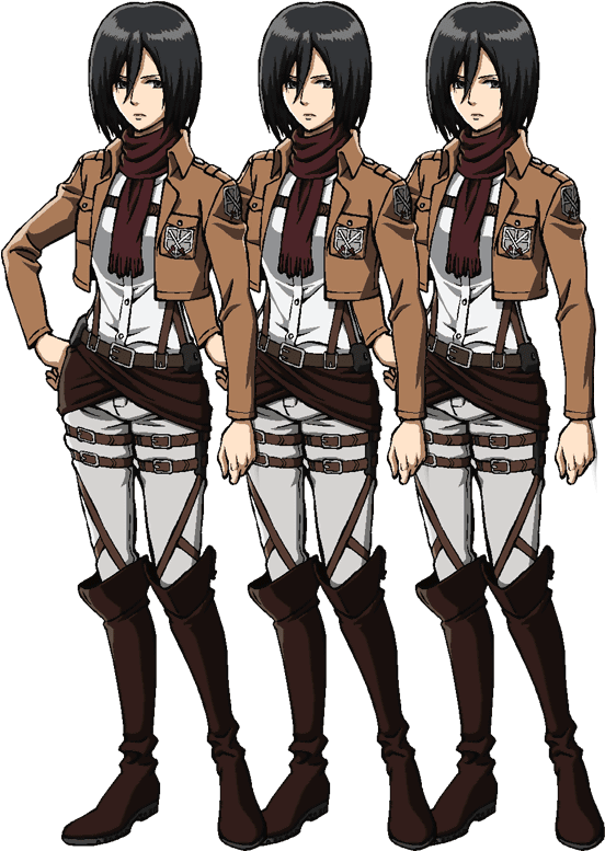 Mikasa Ackerman Scout Regiment Uniform PNG