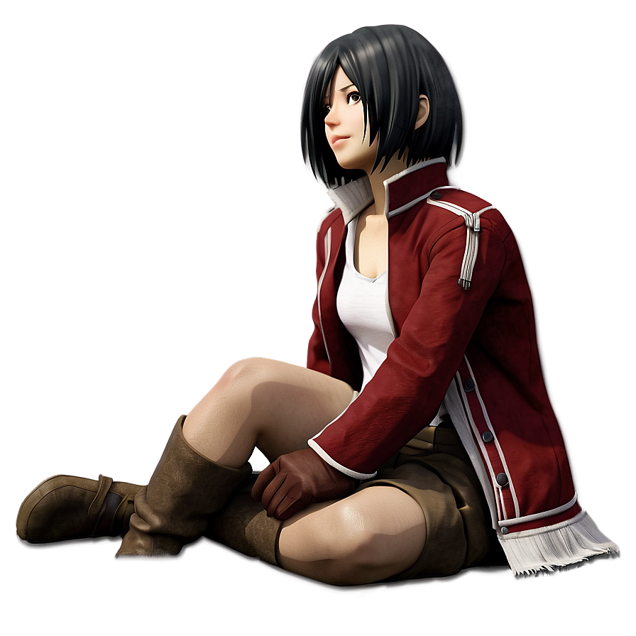 Mikasa Ackerman Sitting Pose Png 77 PNG