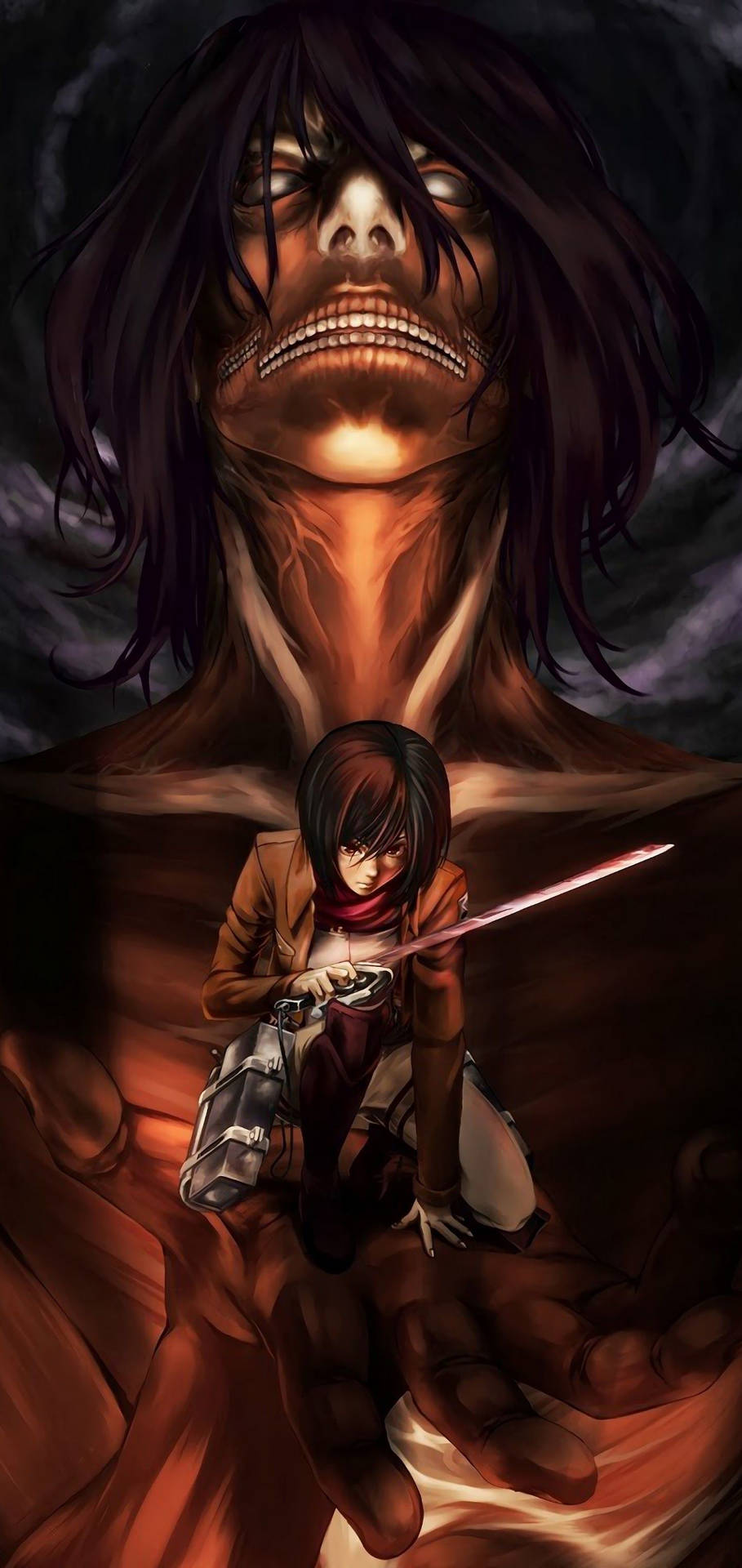 Beskyt din iPhone med Mikasa Attack On Titan wallpaper. Wallpaper