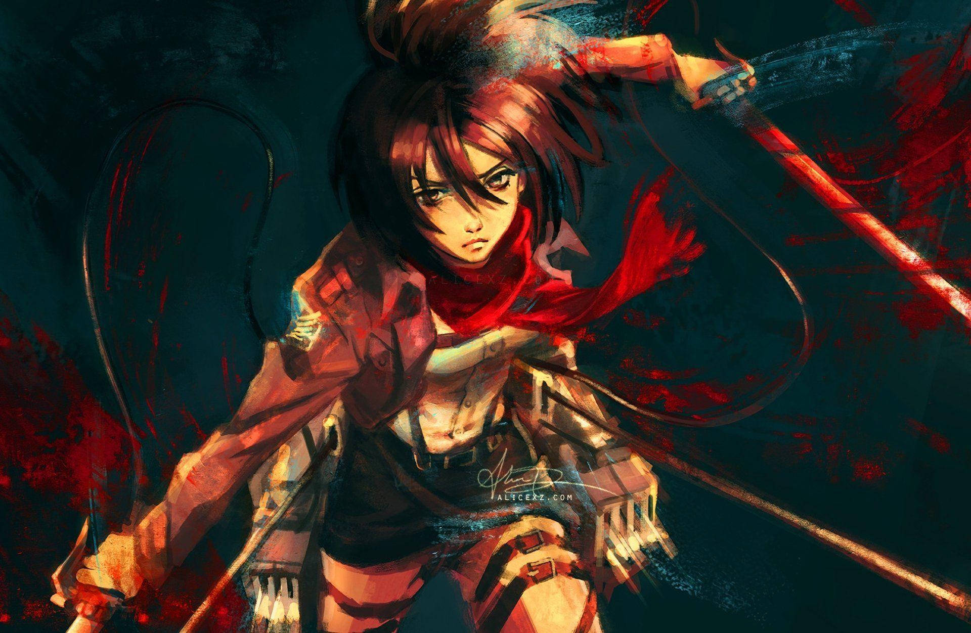 Mikasa Black Background Wallpaper
