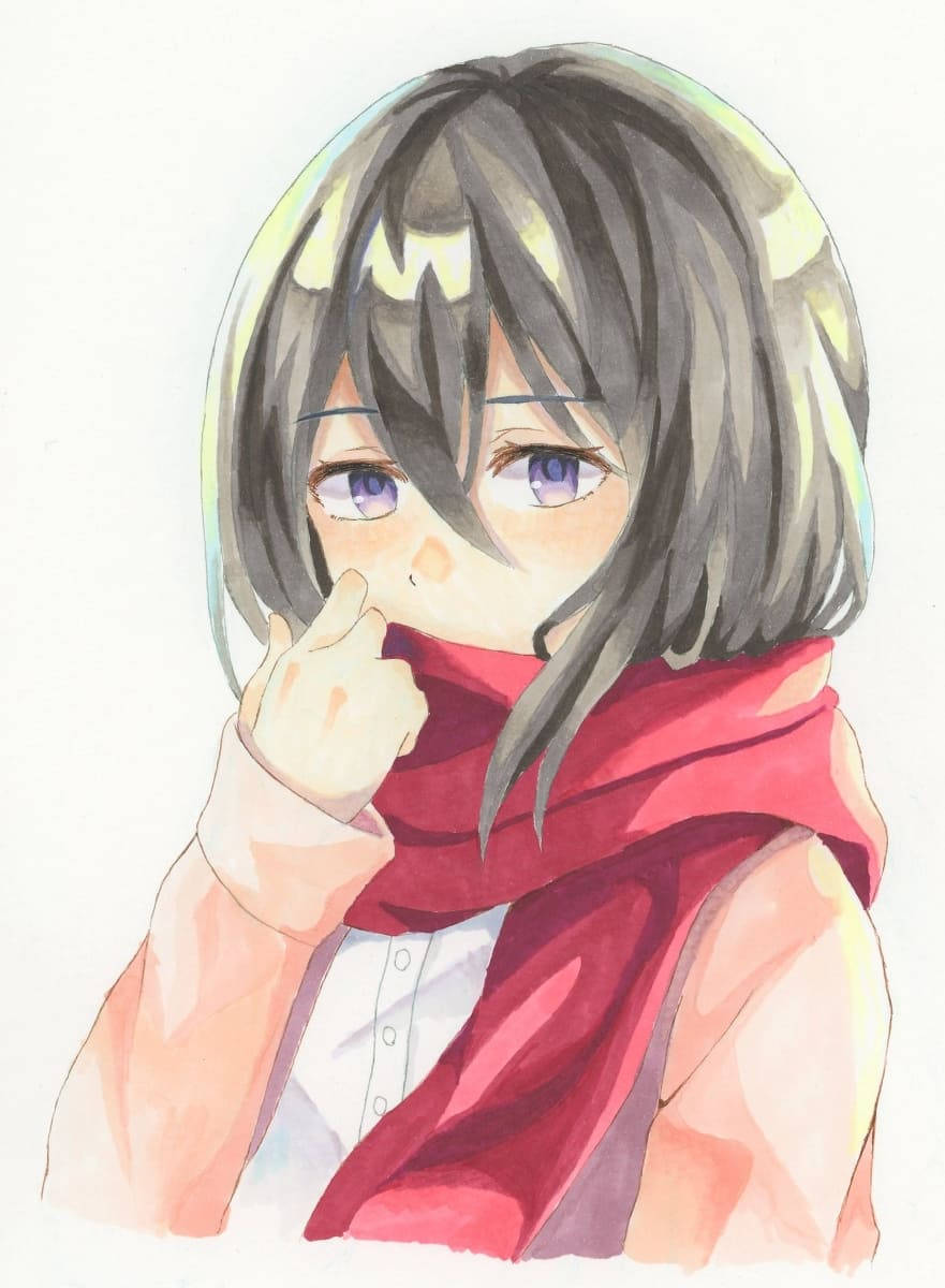 Mikasa Cute Colored Drawing Wallpaper