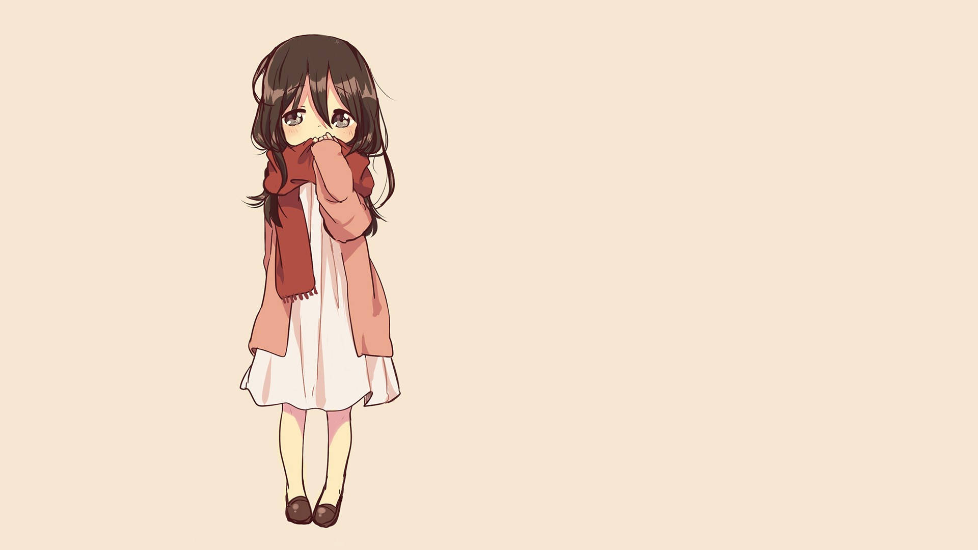 Mikasa Cute Dress With Scarf Wallpaper