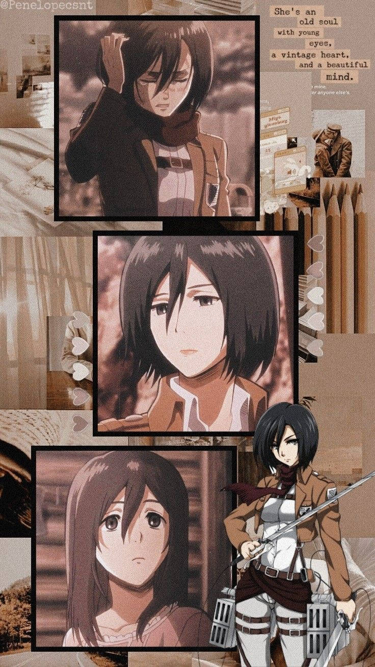 Mikasa Cute Rustic Collage Wallpaper