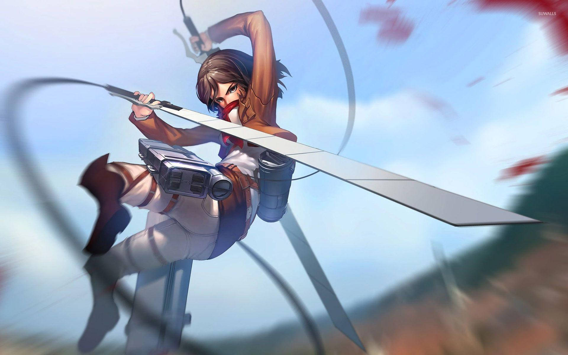 Mikasa Fight Scene Wallpaper
