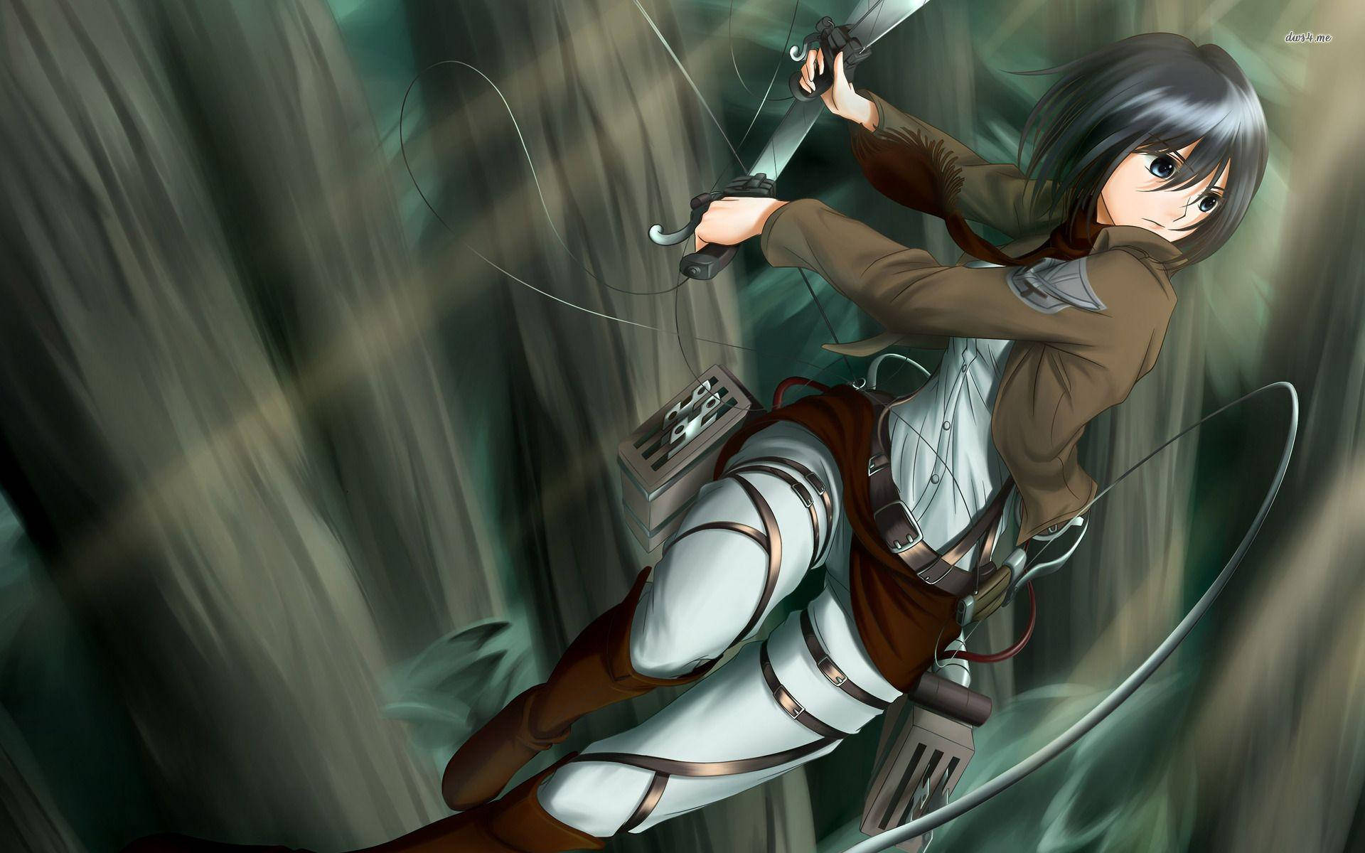Mikasa Fight Training Wallpaper