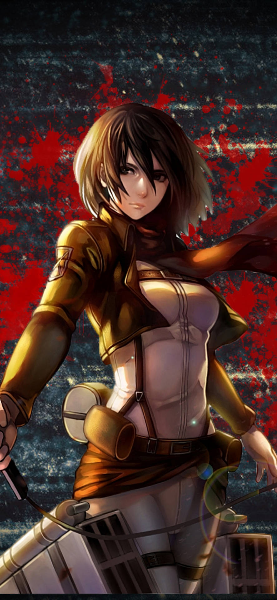 Mikasa Porträtt Attack På Titan Iphone Wallpaper