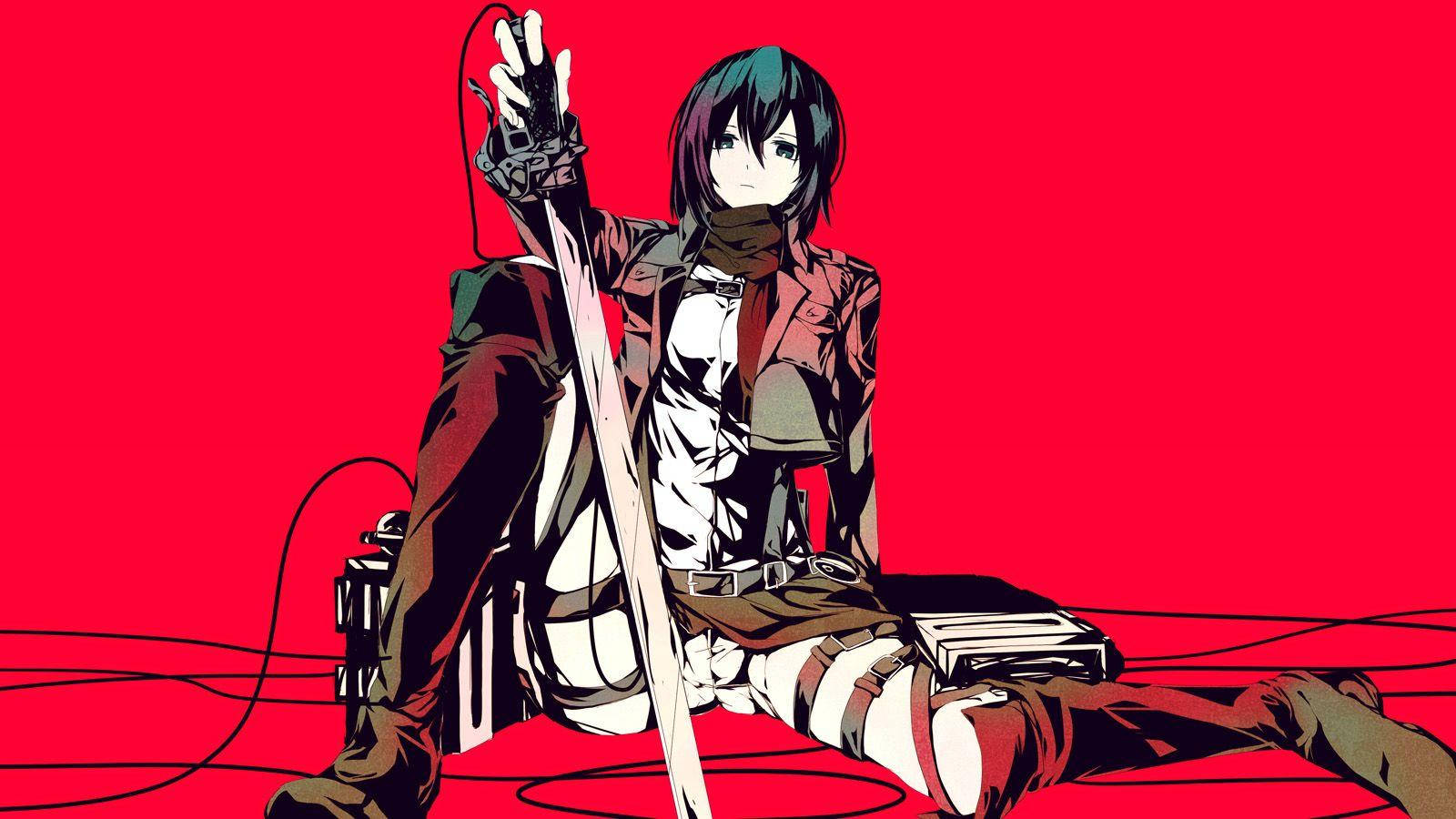 Mikasa Red Background Wallpaper
