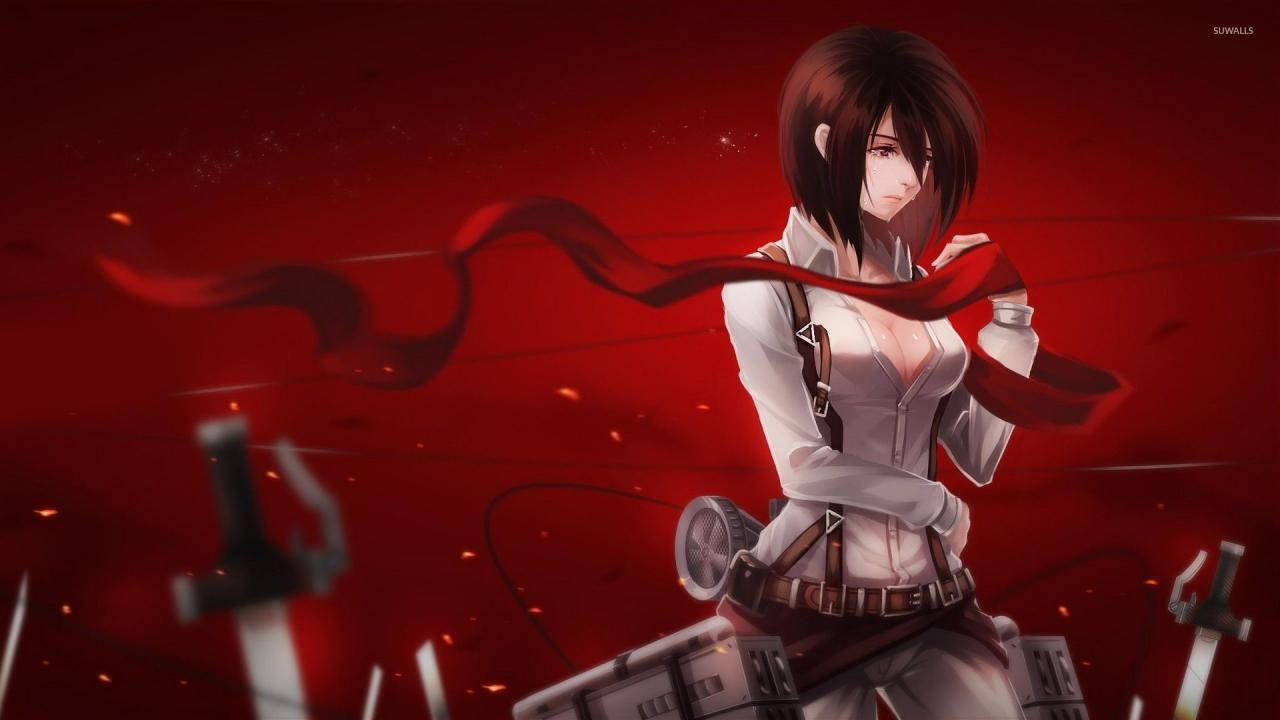 Mikasa Rødt Tørklæde Wallpaper