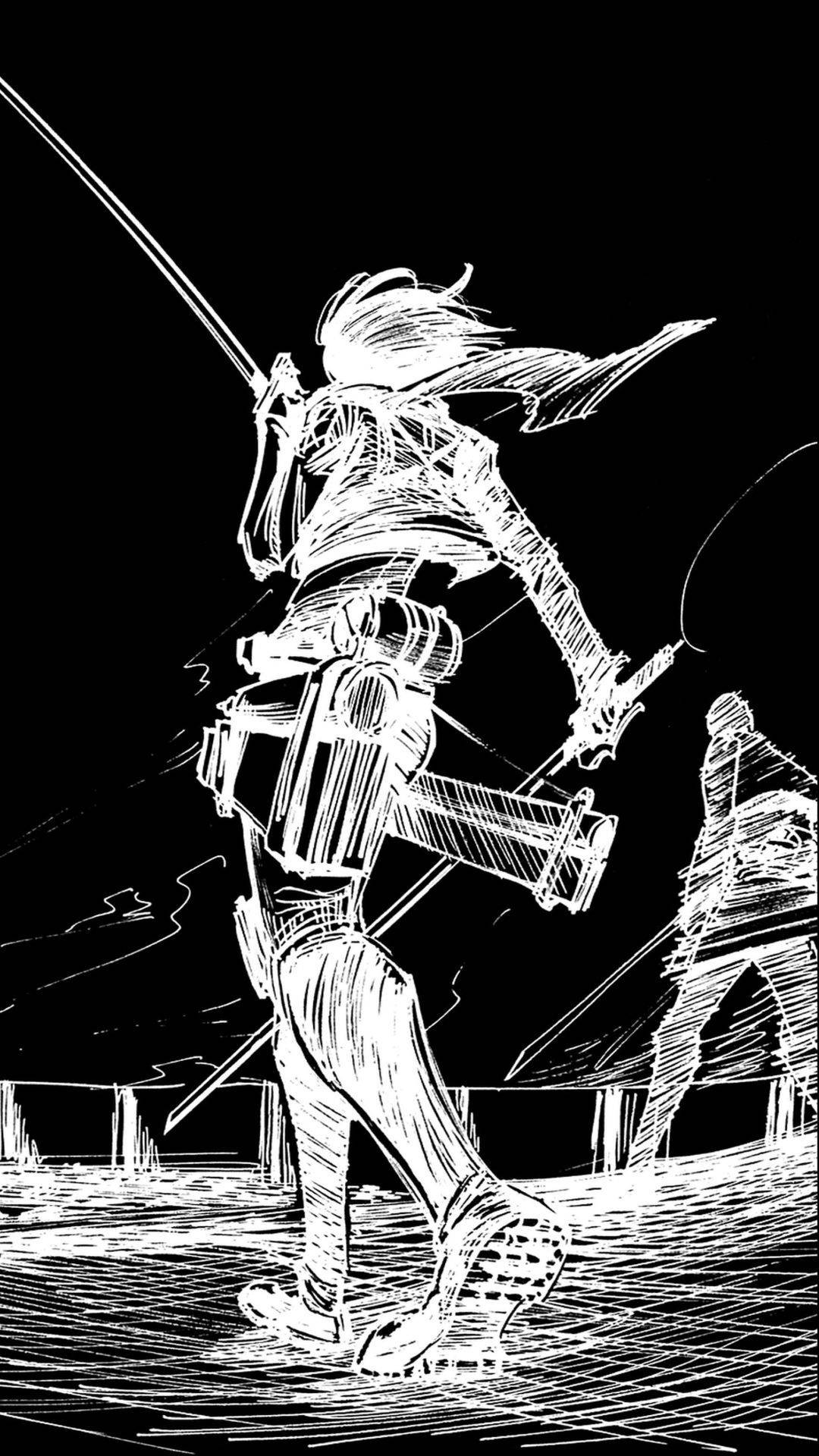 Mikasa Sketch Angreb på Titan iPhone Wallpaper Wallpaper