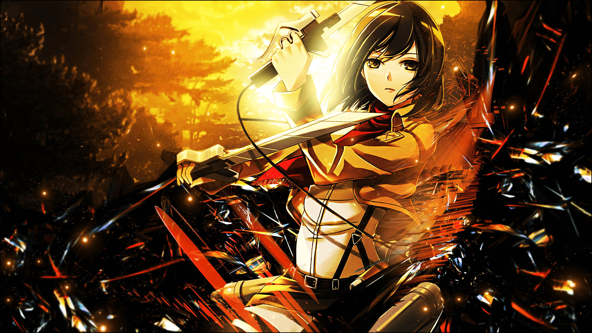 Mikasa Sword Sparks Wallpaper
