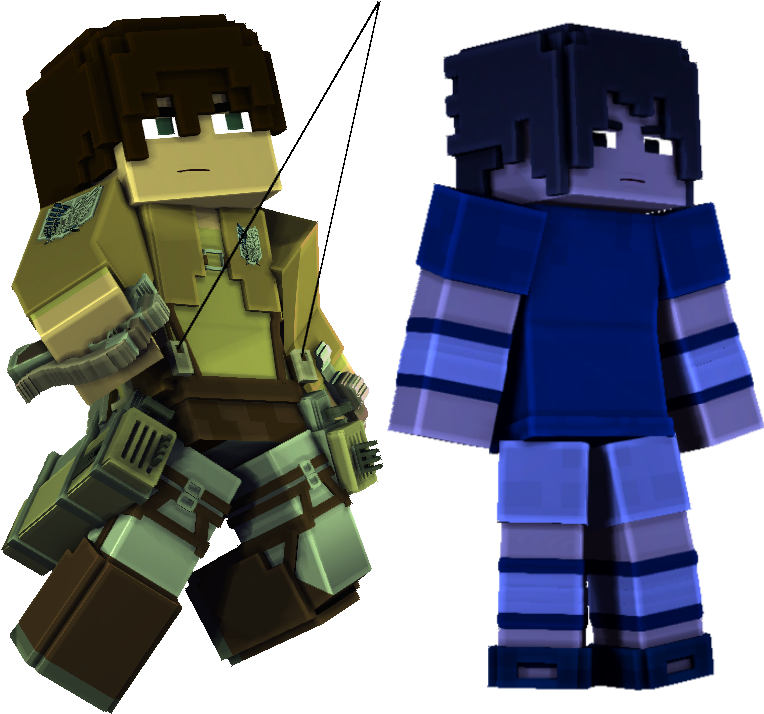 Mikasaand Eren Minecraft Figures PNG