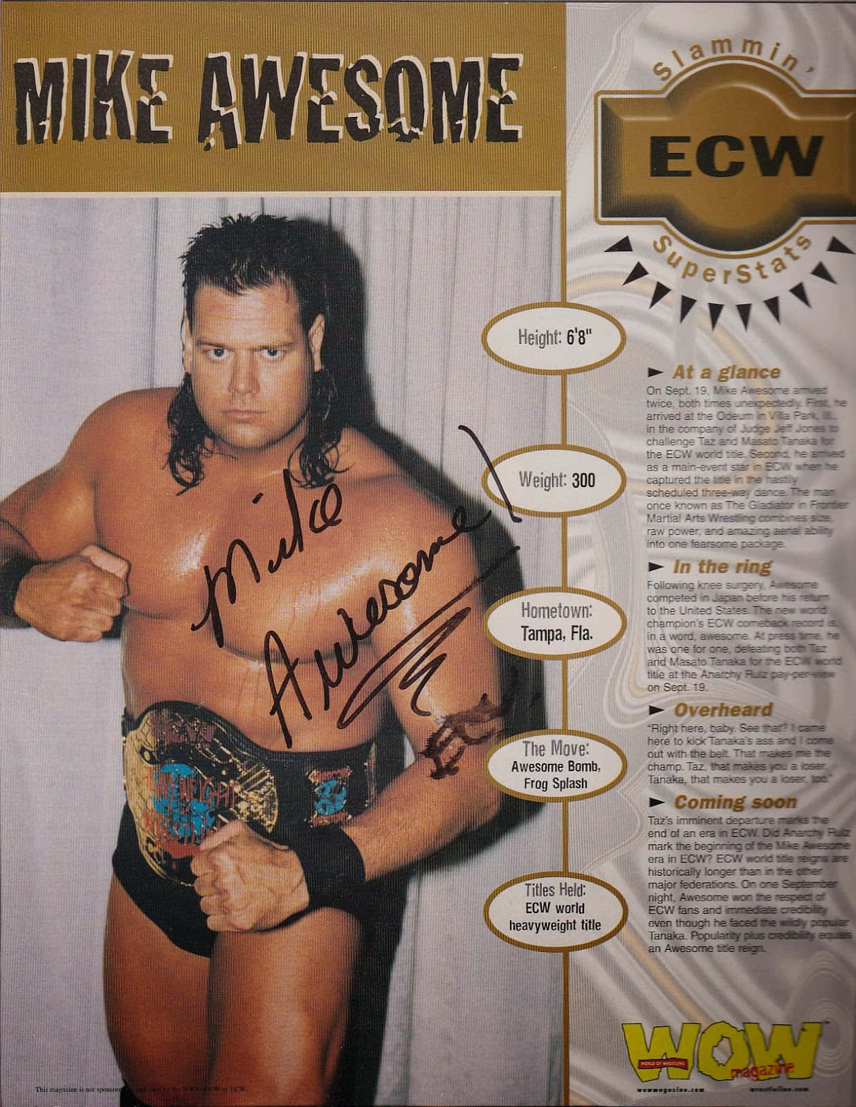 Mike Awesome Signed Photo Wallpaper