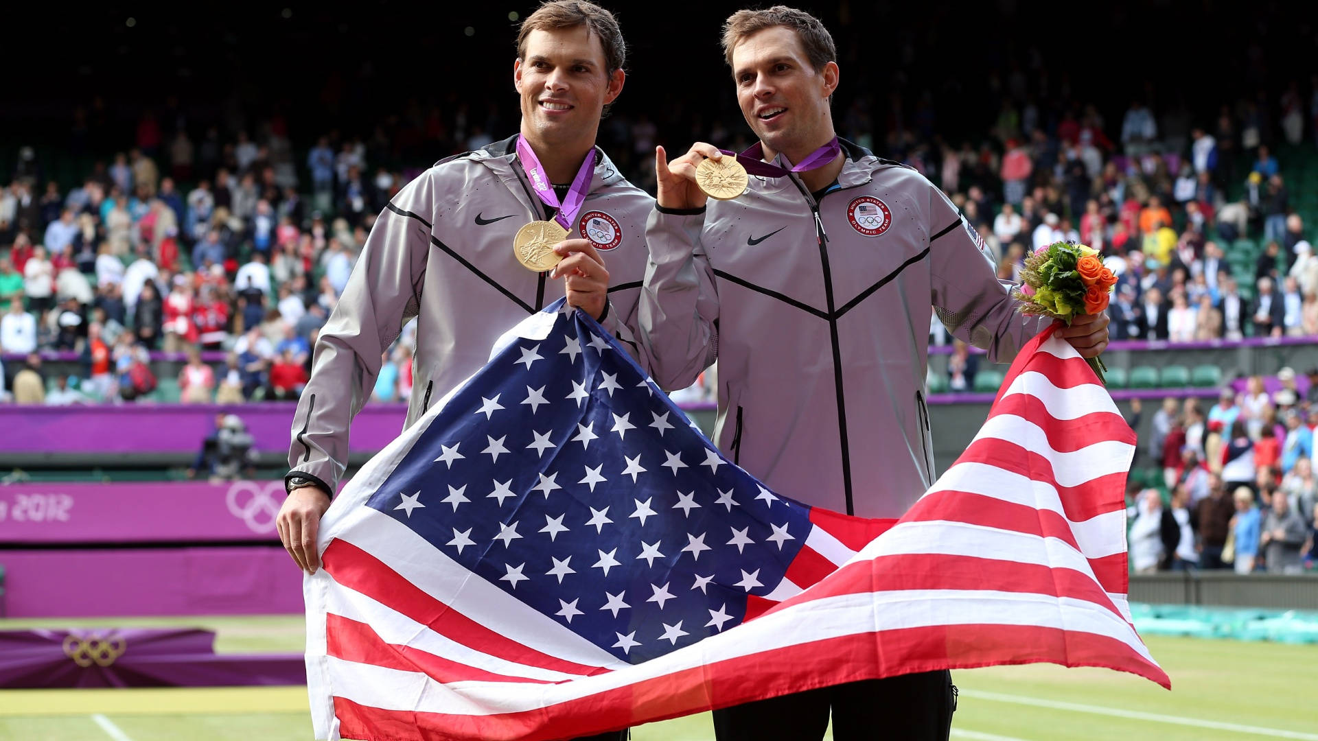 Mike Bob Bryan With American Flag Background
