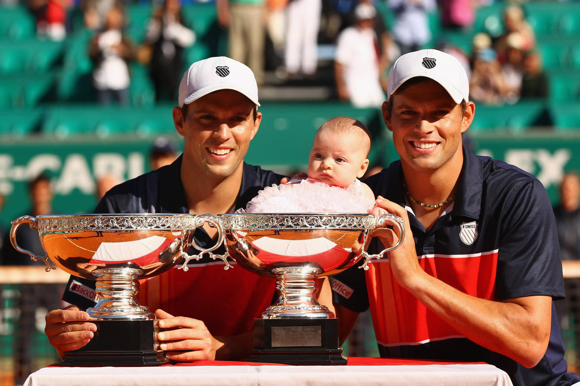 Mike Bob Bryan With Trophies Baby Wallpaper