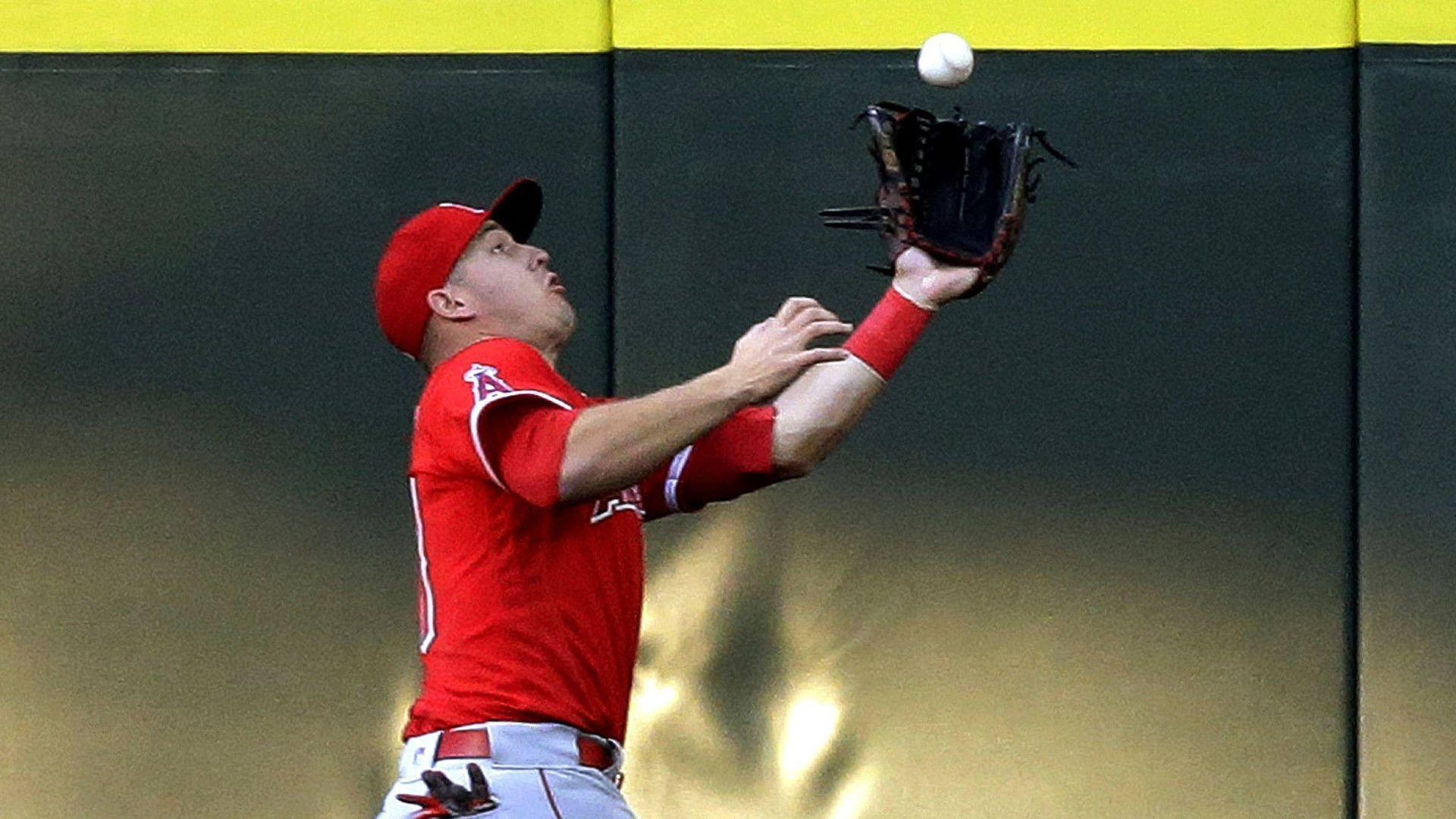 Mike Trout Catching The Ball Wallpaper