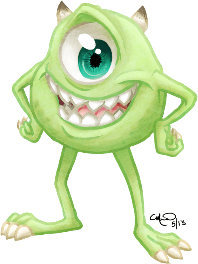 Download Mike Wazowski Smiling Pose | Wallpapers.com