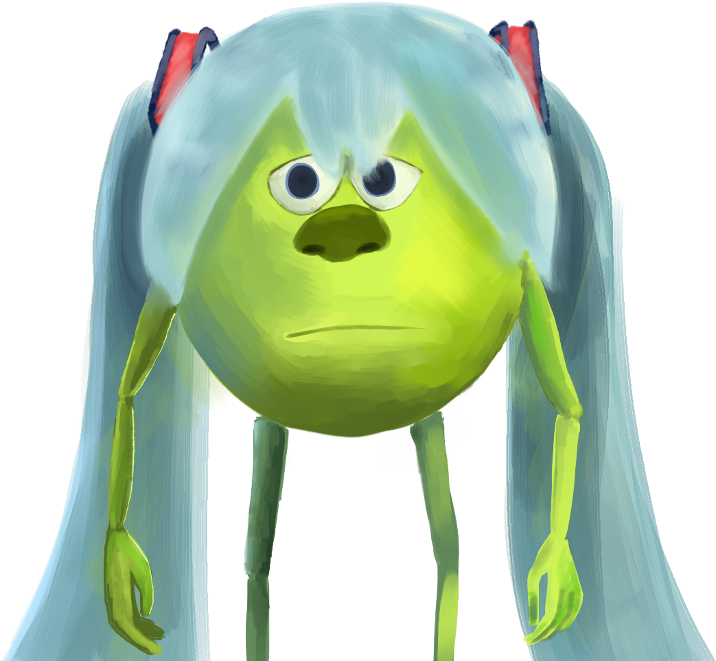 Mike Wazowski With Long Hair PNG
