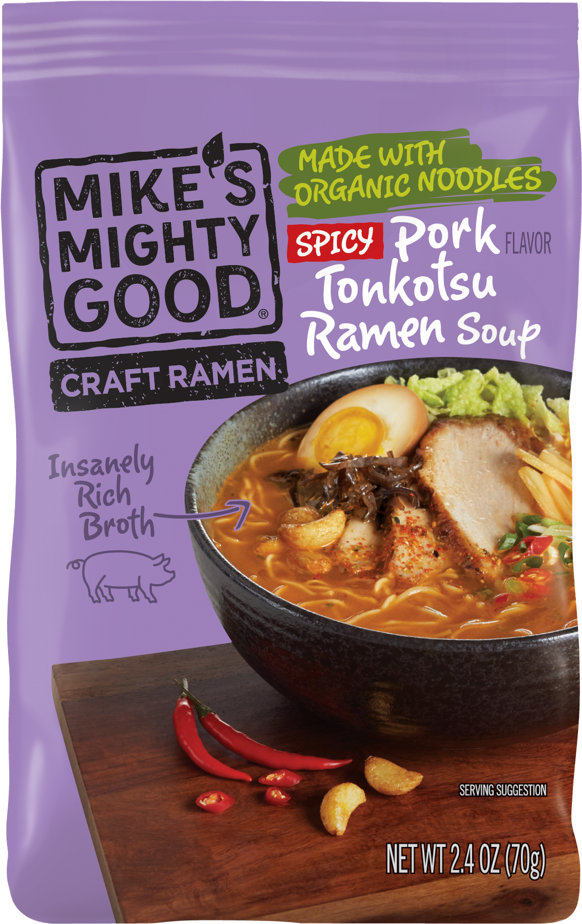 Mikes Mighty Good Spicy Pork Tonkotsu Ramen Package PNG