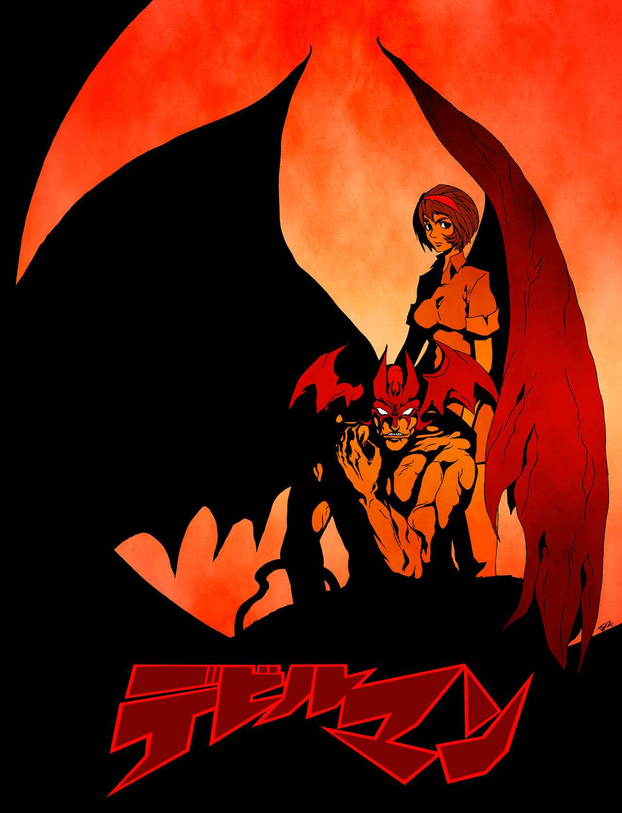 Amon and Mikiko in Red: A Night Out on the Town in Devilman Crybaby Wallpaper