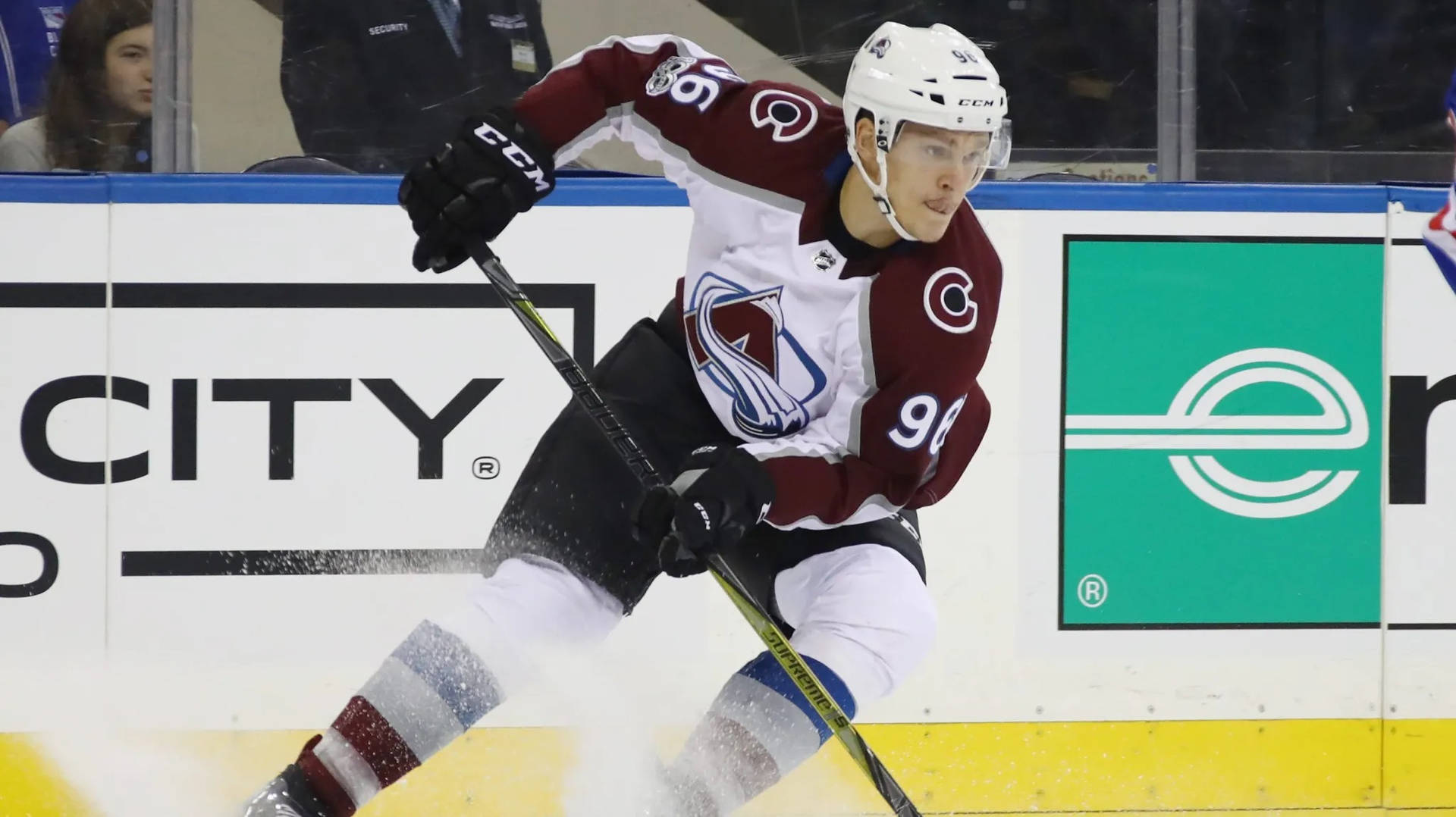 Mikko Rantanen Leaning To The Left While Biting Lips Wallpaper