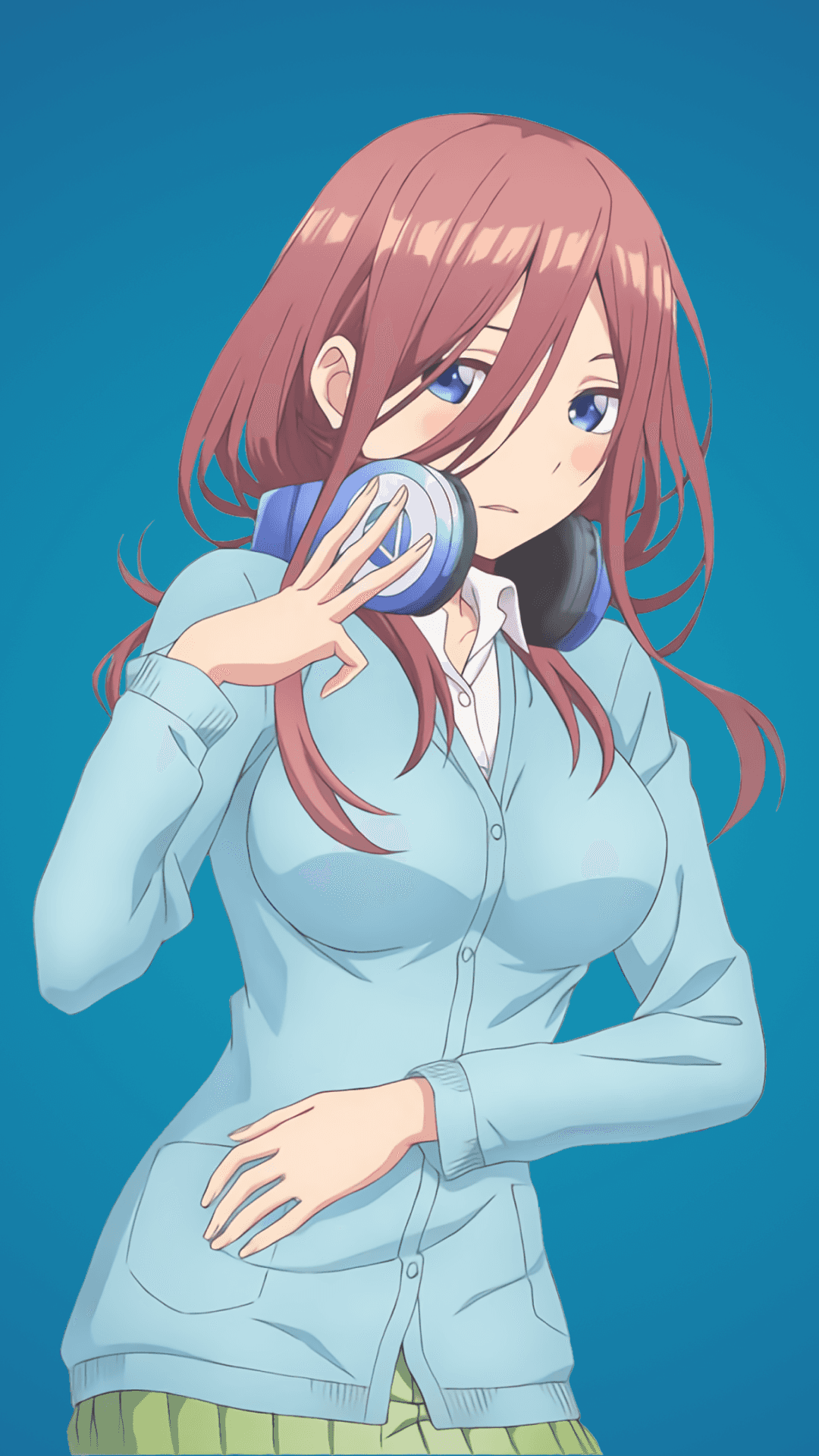 A Girl With Long Hair And Red Hair Is Holding A Phone