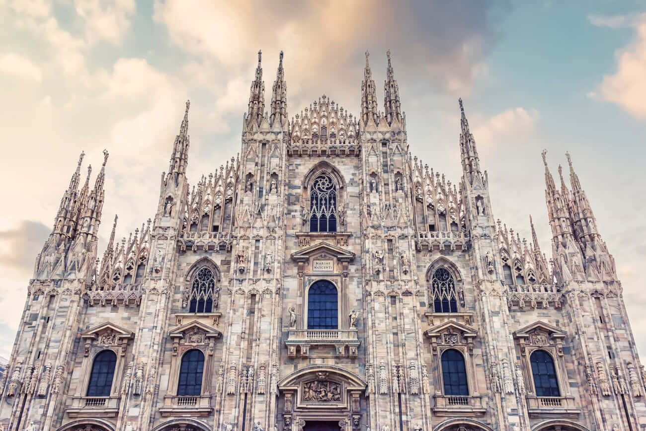 Milan Cathedral Against A Beautiful Sky Wallpaper