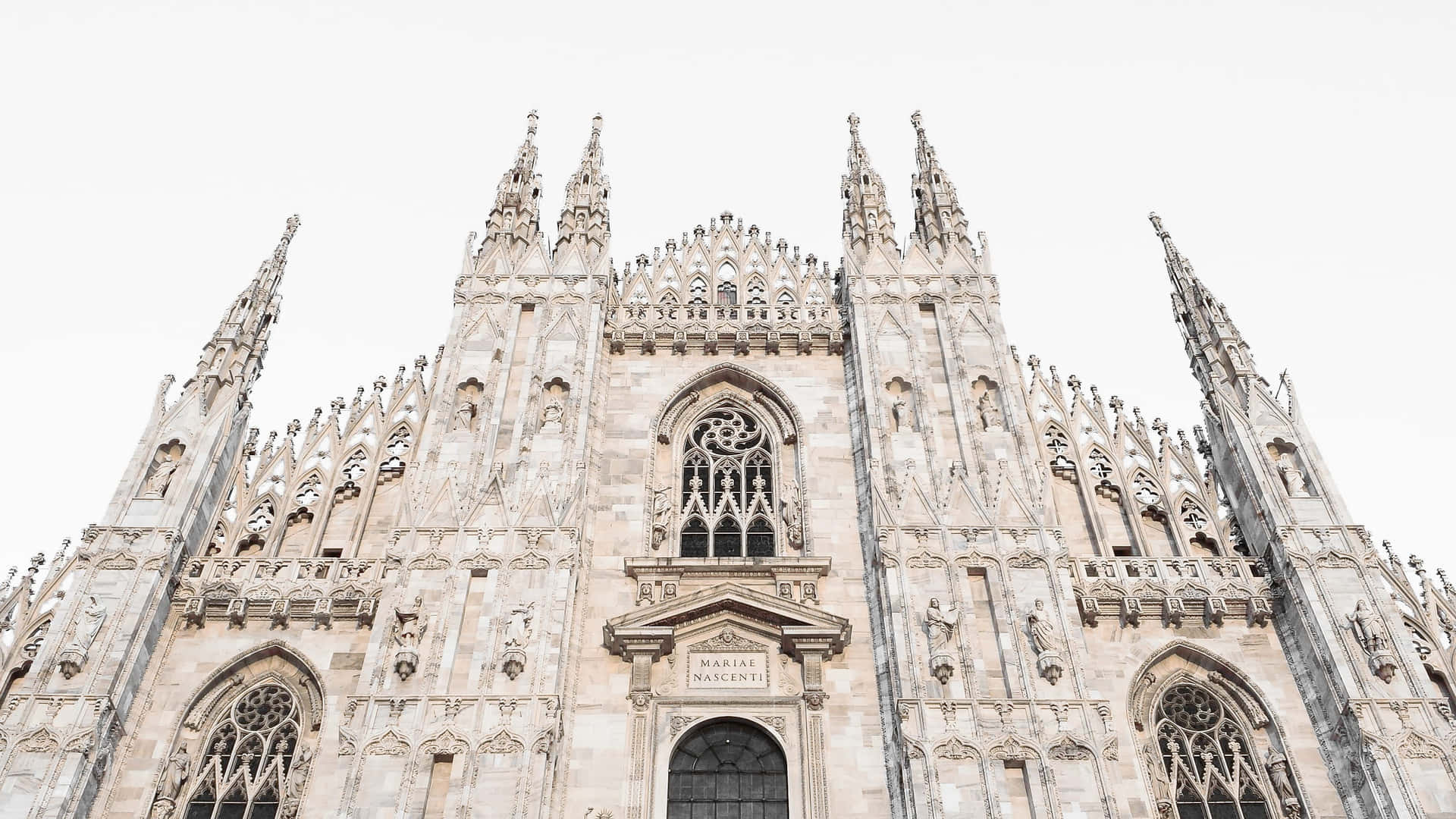 Milan Cathedral Against White Beautiful Sky Wallpaper