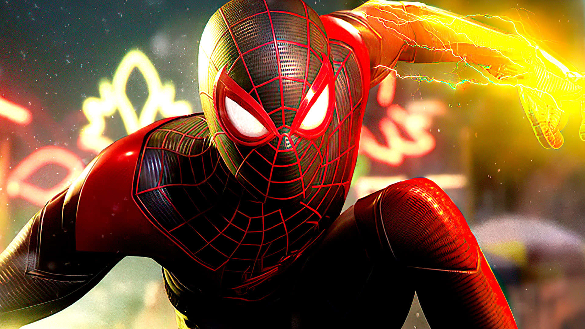 Följmed Miles Morales När Han Ger Sig Ut På En Resa Som Marvels Ultimate Spider-man