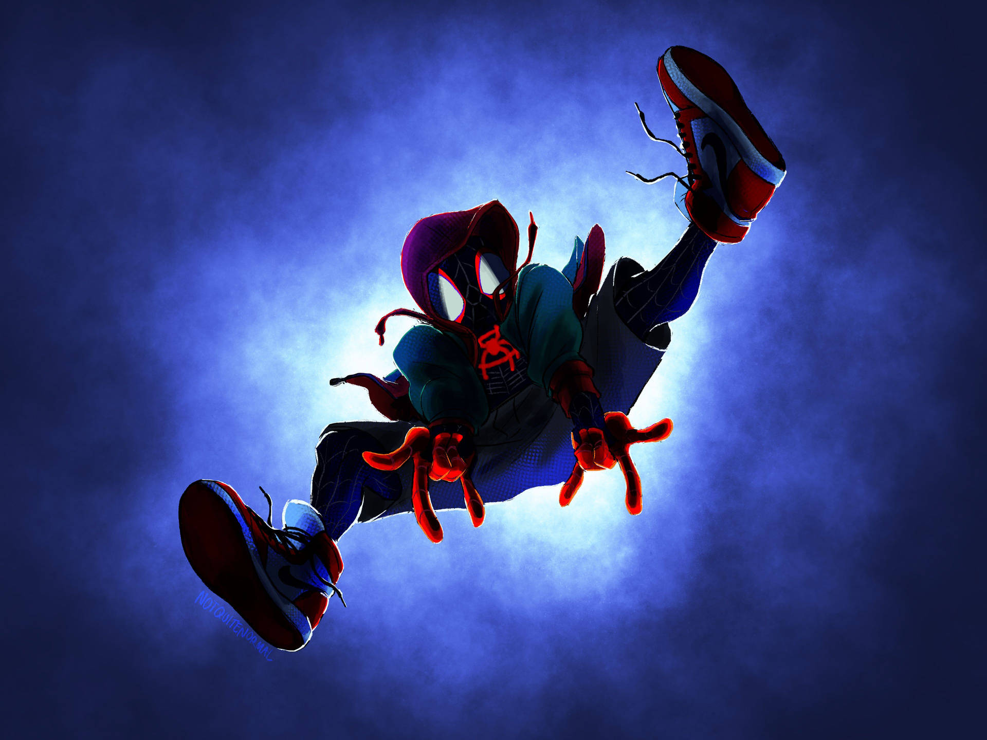 Miles Morales Ascends Into The Blue Sky Wallpaper