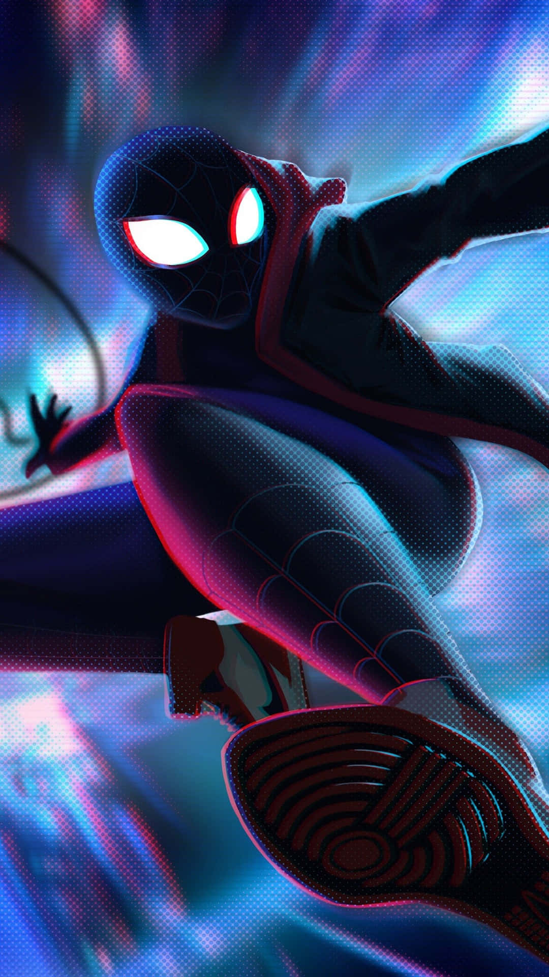 Verwischterblack Suit Spider Man Miles Morales Iphone-hintergrund Wallpaper