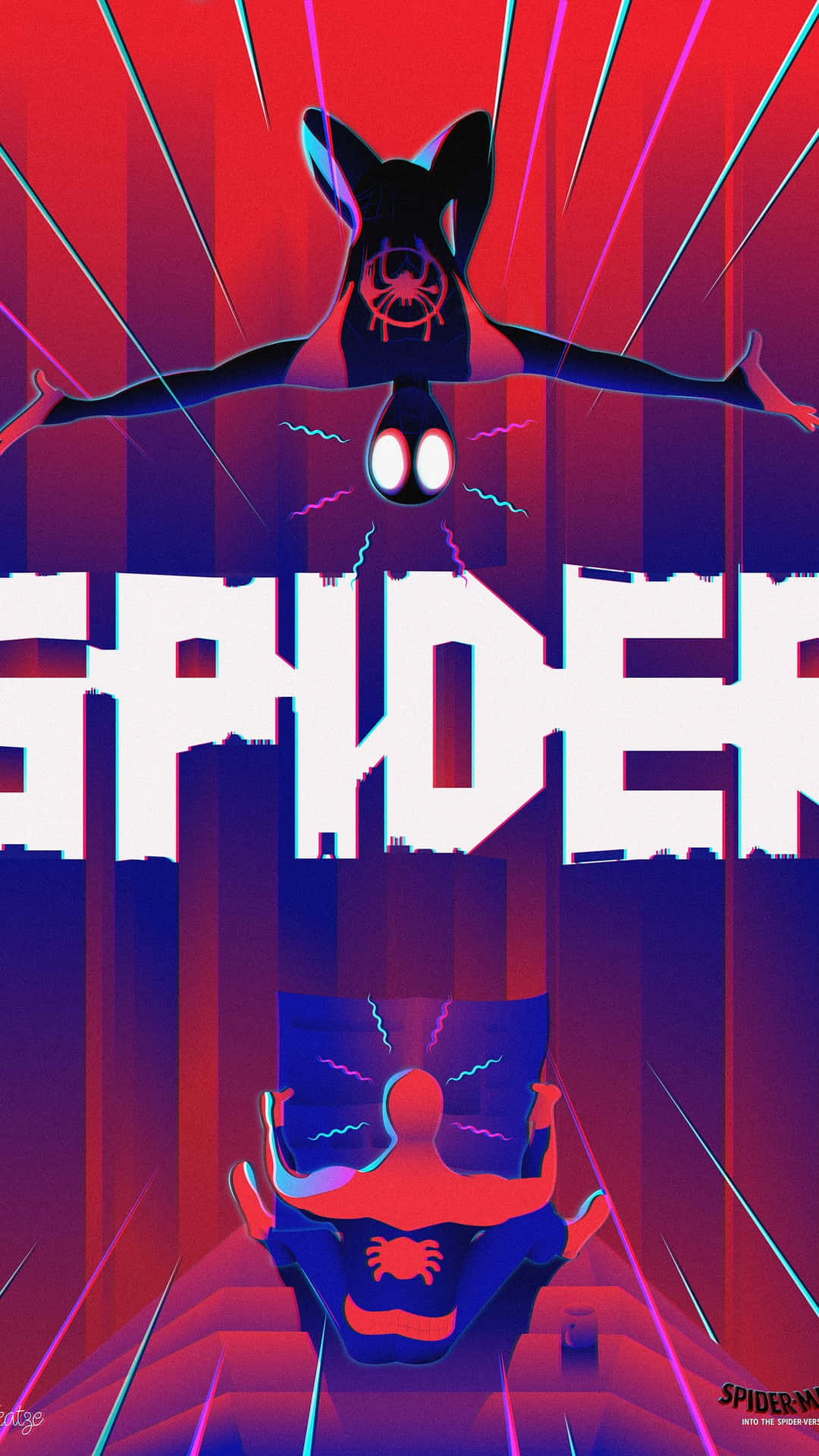 Spider Man Into the Spider Verse Miles Morales iPhone Illustrationsskabelon Tapet Wallpaper