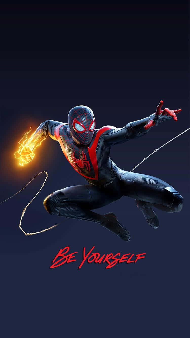 Illustrazioneminimalista Di Spider-man Miles Morales Per Iphone. Sfondo