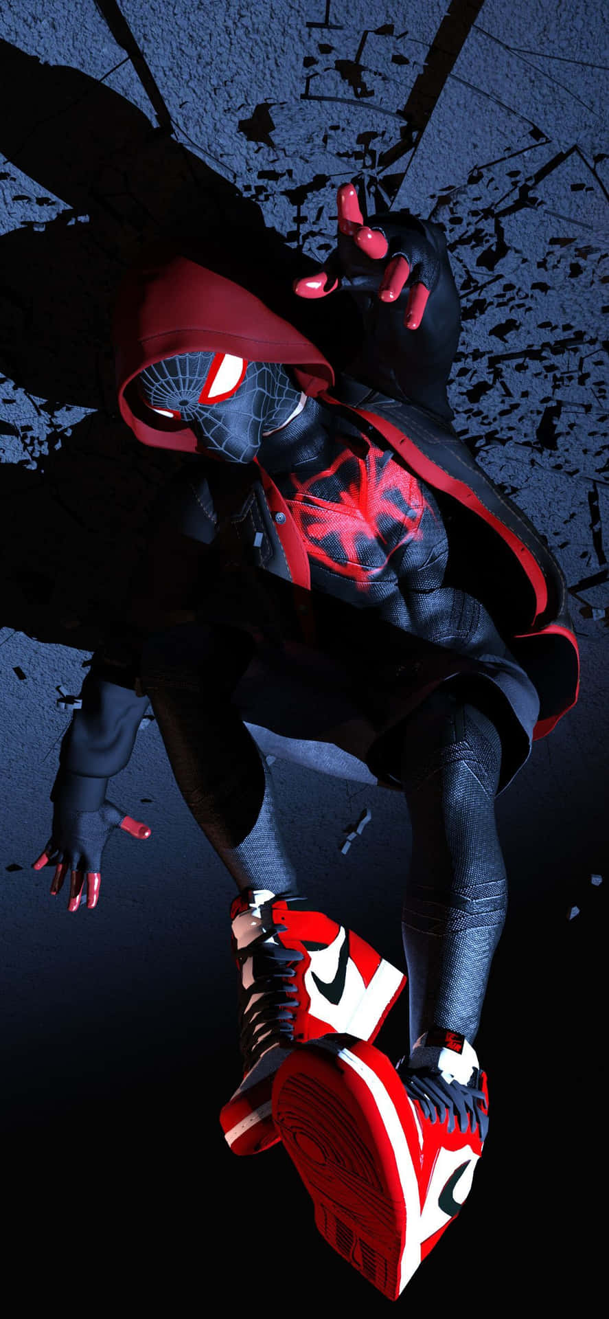 Bakgrundsbildför Iphone Med Den Svarta Marvel Superhjälten Miles Morales. Wallpaper