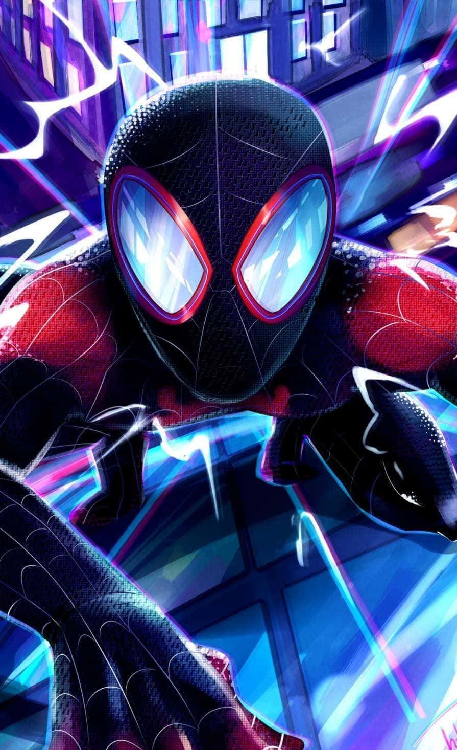Fantastisk Digital Maleri Spider Man Miles Morales iPhone Tapet Wallpaper
