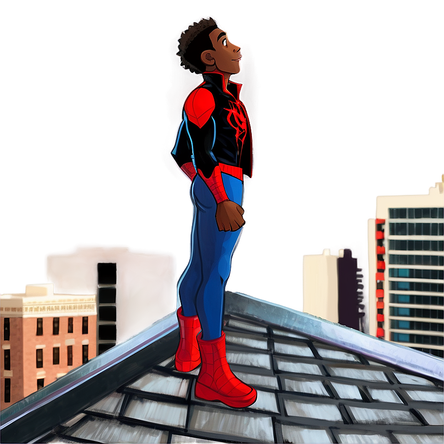 Miles Morales On Rooftop Png 71 PNG
